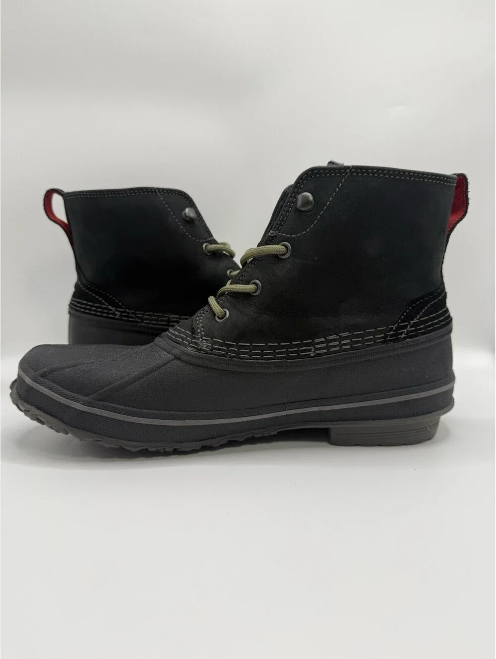 UGG Zetik Mens 10 Black Leather Ankle Waterproof Round Toe Winter Snow Boot
